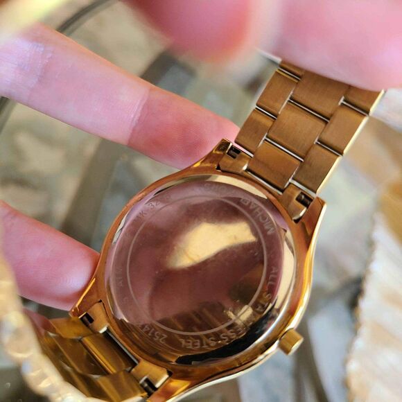 Michael Kors MK Blue Gold Slim Runway Watch